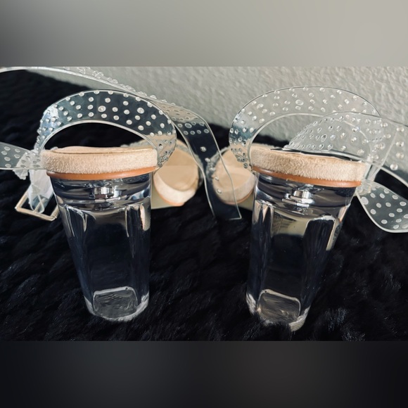 Bebe Clear and Nude Cross Strapped Heels - Picture 5 of 5